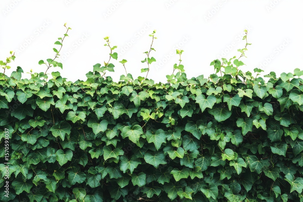 Fototapeta premium Green Ivy Wall Ascending Verdant Texture Natural Privacy Botanical Beauty on white background. Generative AI