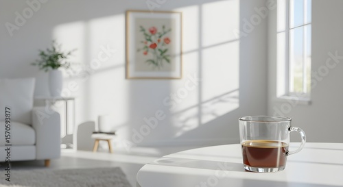 Wallpaper Mural モダンなリビングルームのコーヒータイム。自然光。AIで生成。 Torontodigital.ca