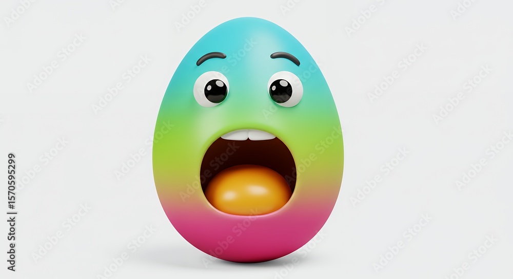 Fototapeta premium Rainbow egg with excited expression