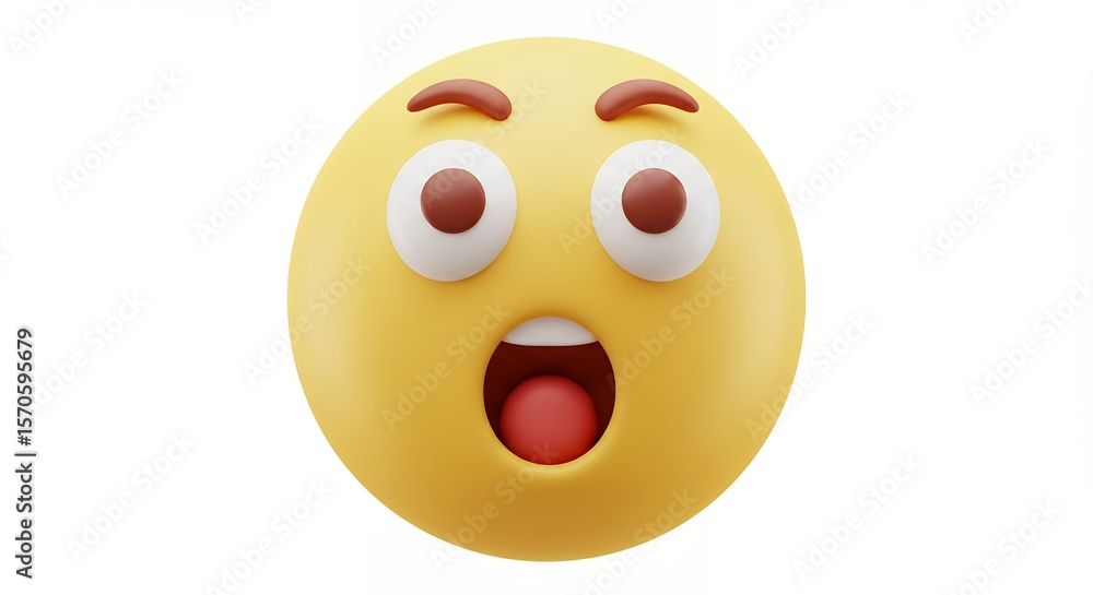 Fototapeta premium Surprised yellow emoticon face