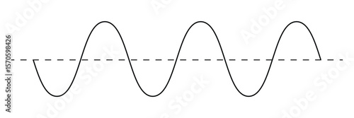 Sine wave vector illustration. Simple line drawing of sine wave. Sinusoidal wave diagram .