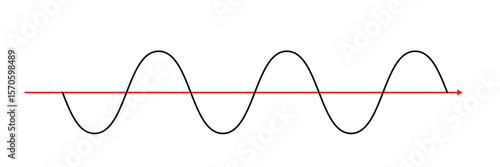 Sine wave vector illustration. Simple line drawing of sine wave. Sinusoidal wave diagram .