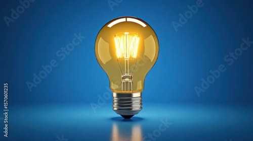 Light bulb glows on blue background, offering inspiration and innovative ideas.