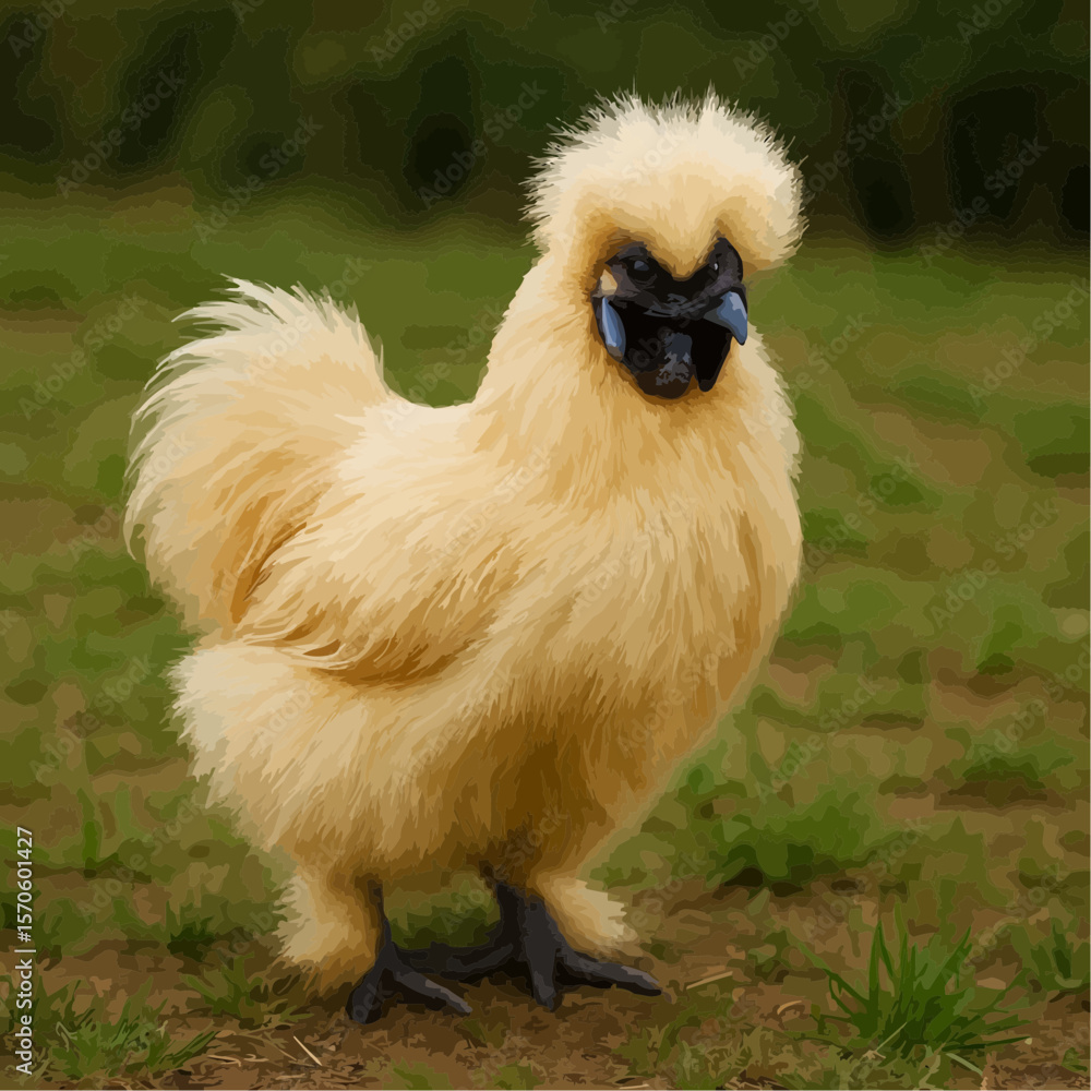 Fototapeta premium yellow chicken on green grass