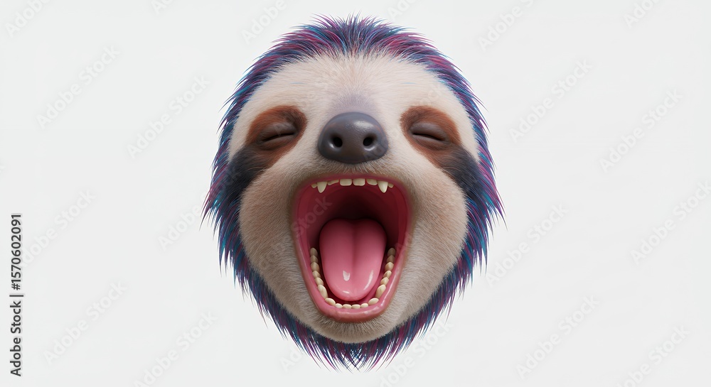 Obraz premium Laughing sloth head illustration