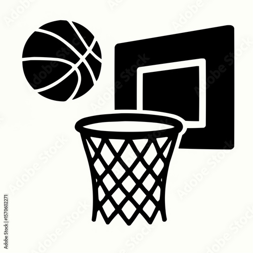Basketball hoop with ball and net, a sport game vector illustration design
