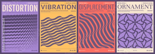 Wavy pattern with optical illusion. Abstract striped background. Image of many rectangular flat shapes. Abstract geometric pattern. Cover design template. Vector for banner, flyer or brochure.