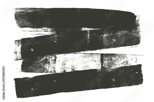 Ink roller brush strokes texture. Grunge paint stripes print. Brayer black merged lines. Thick rectangle callout stamp. Chalk wide underlines. Vector smear background. Wall urban elements.