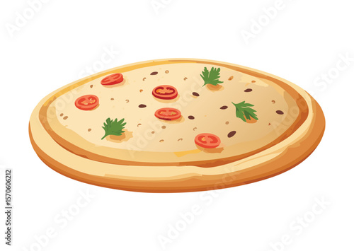 Savory Flatbread with Red Delicious Toppings - Vector Illustration