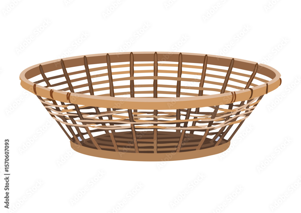 Obraz premium Traditional Deep Wicker Container - Vector Illustration