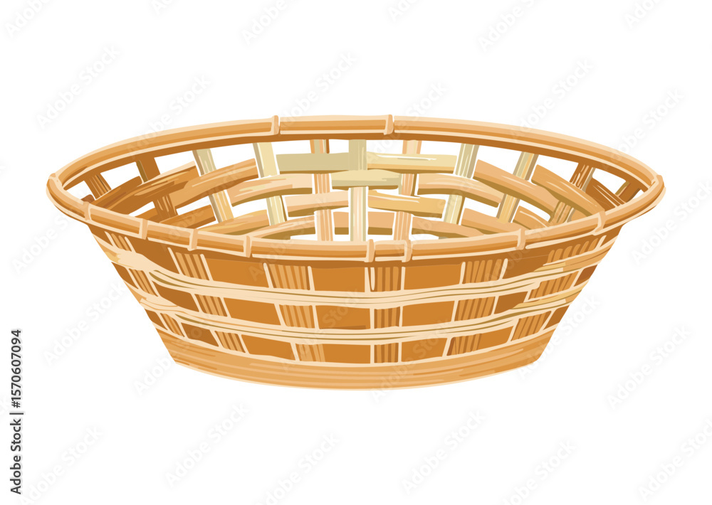 Obraz premium Natural Fiber Woven Basket Empty - Vector Illustration