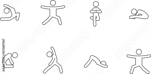 Icon set for Yoga and pranayama