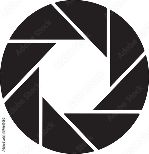 Black aperture blades forming a circular opening camera diaphragm