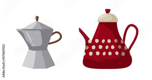 Coffee pot and kettle in a modern kitchen setting during morning hours