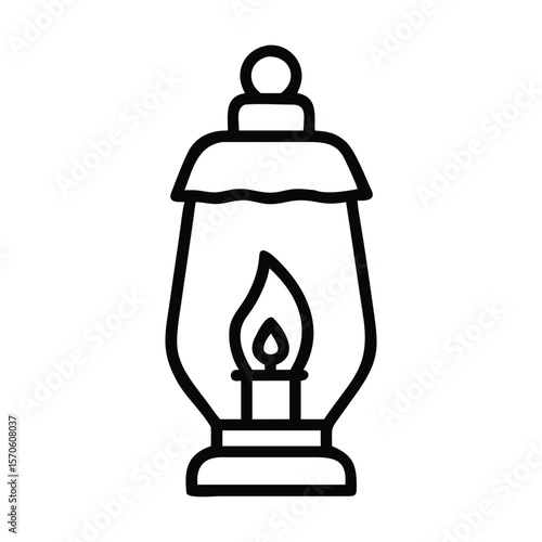 Lantern lamp hand drawn isolated vector silhouette