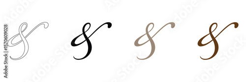 Ampersand symbols and sign collection. Custom hand drawn ampersand icon for invitations and letters in eps 10. 