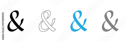 Ampersand symbols and sign collection. Custom hand drawn ampersand icon for invitations and letters in eps 10. 