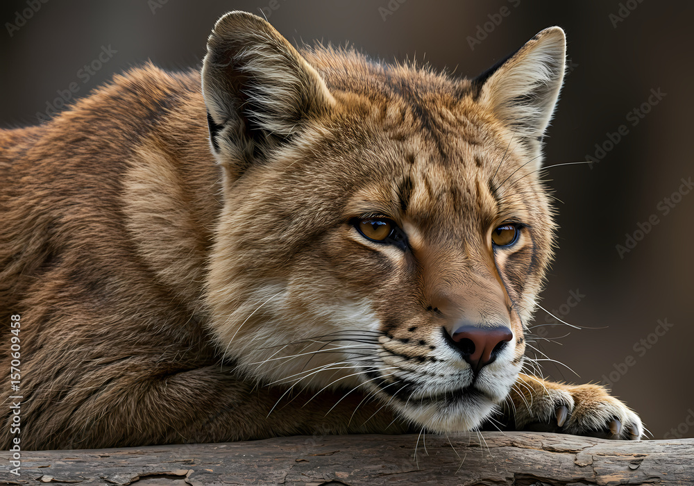 Obraz premium Cougar Resting on a Log