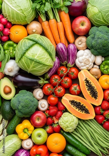 Fototapeta Naklejka Na Ścianę i Meble -  Colorful assortment of fresh fruits and vegetables