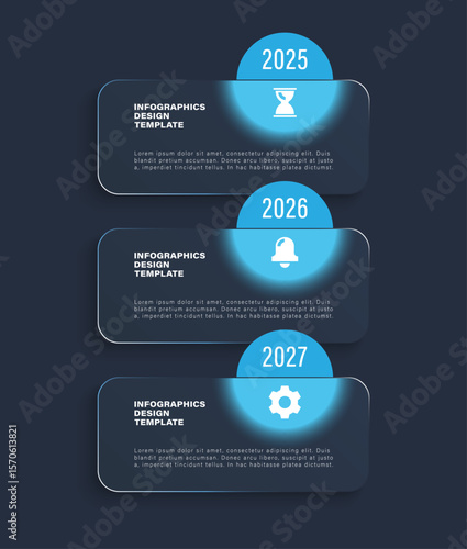 Glass morphism vertical infographic layout. Modern infographic design with transparent elements.