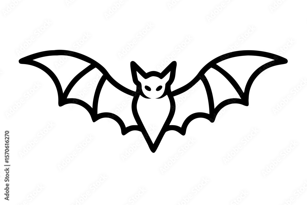 Obraz premium Black Line Art Bat Icon, Halloween Vector Illustration