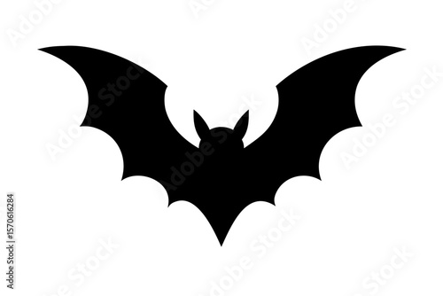 Black Bat Silhouette, Halloween Vector Illustration, Flying Creature