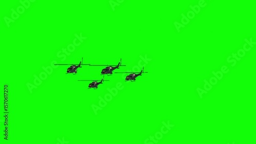 military helicopters flying in a same direction green screen 4k, military jets HD video
