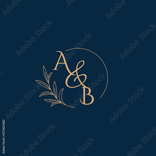 AB Initial Wedding Monogram Logo with Minimalistic Style