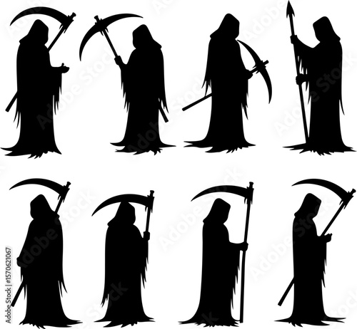 Grim Reaper Silhouette Vector Set vector bundle