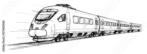 high speed passenger train vector sketch illustration