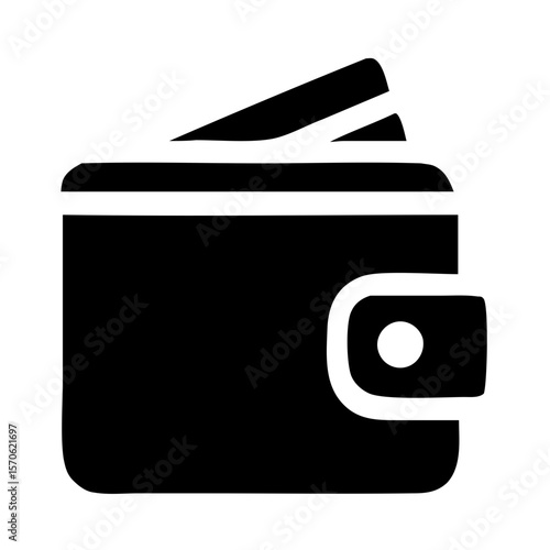 Simple Black and White Wallet Icon for Financial and Payment Symbol