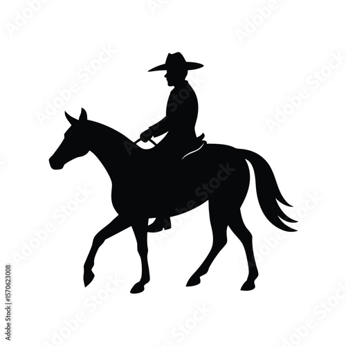 Vintage cowboy on horse vector retro western silhouette design