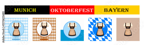 From the "oktoberfest" series,  Bavarian dirndls  with different variants of ornaments and backgrounds