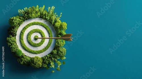 Green target with an arrow, symbolizing sustainability and environmental goals.