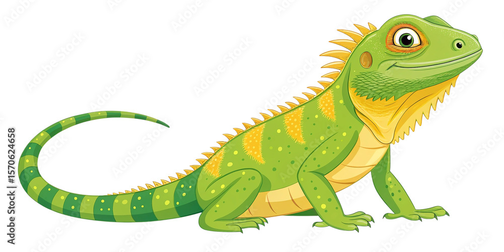 Fototapeta premium Adorable Green & Yellow Iguana