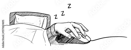 falling asleep on computer mouse vector sketch illustration