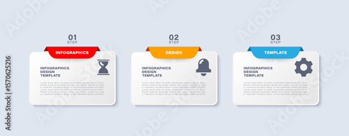 Infographic template for three steps or processes. Modern infographic design with business icons