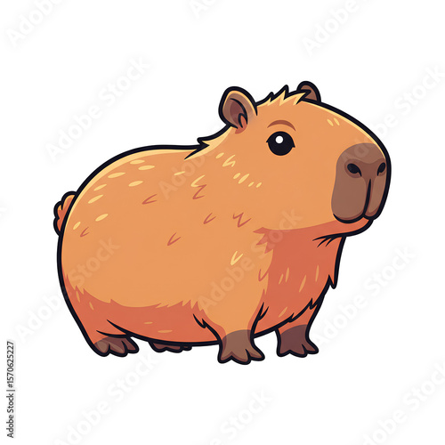 Cartoon Capybara Illustration Funny Rodent Drawing Cute Animal Clipart Art Print Isolated Transparent PNG Image