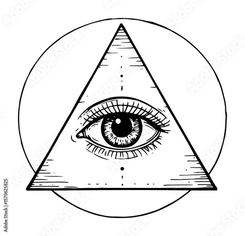 all seeing eye in pyramid occult symbol sketch