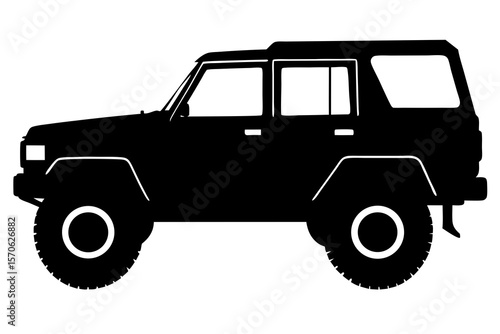 Black SUV Silhouette, Off-Road Vehicle, Car Illustration