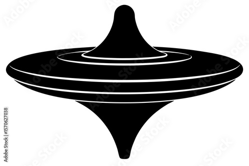 Black and White Spinning Top Toy Silhouette