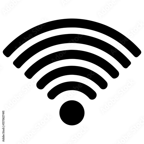 Black silhouette of a wi fi signal icon with concentric arcs and a central circle isolated on white background silhouette
