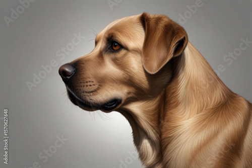 A golden labrador retriever portrait showcasing its elegant profile and attentive expression beautifully rendered created with generated ai