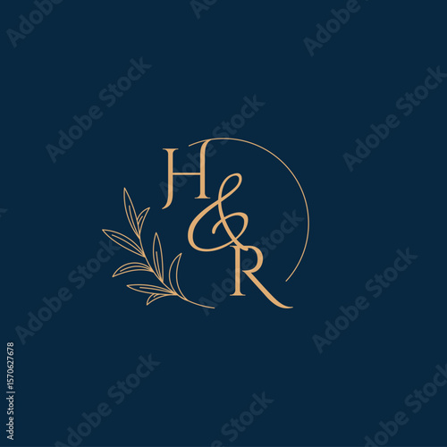 HR Initial Wedding Monogram Logo with Minimalistic Style