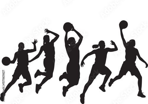 Dynamic basketball player silhouette in action sports graphic design