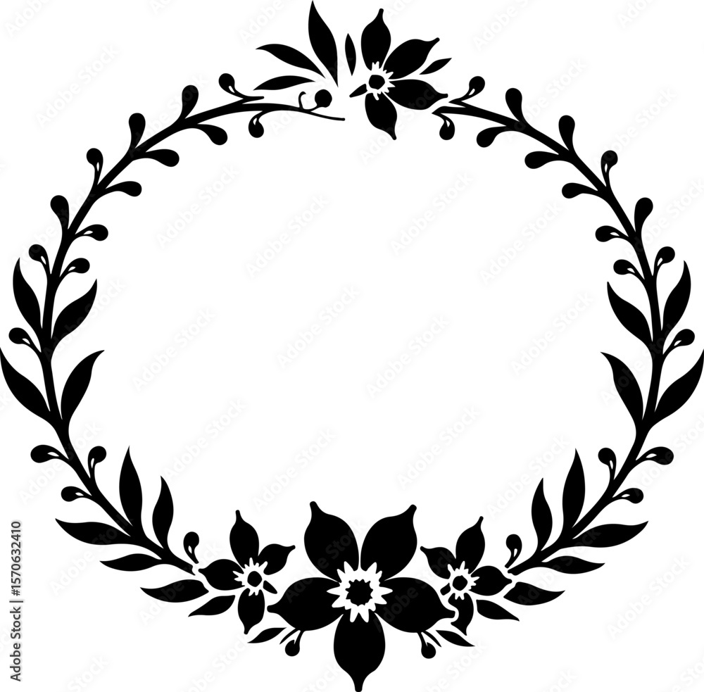 Floral Wreath Silhouette vector Floral Wreath Silhouette vector