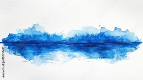 Blue Water Reflection Forms a Watercolor Horizon with Abstract Beauty