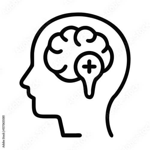 Human brain line icon