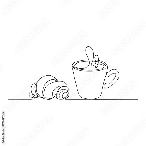 One continuous line drawing of coffee maker activity with simple linear style vector illustration. Coffee themes design in simple linear vector concept. Suitable for your business and asset design.