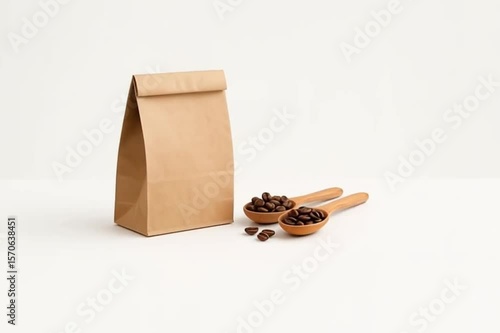 Paper bag with coffe beans